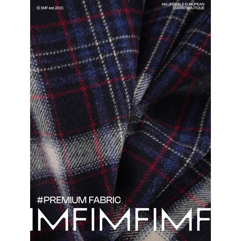 G&CC面料 .WV初剪羊毛藏青格纹服装面料 幅宽153CM 425G/M