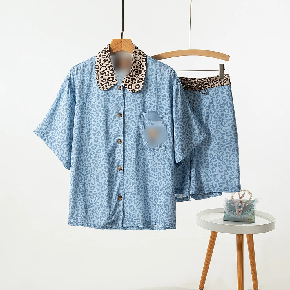 【蓝豹纹】-新款潮牌轻奢莱赛尔可外穿天丝棉居家服睡衣