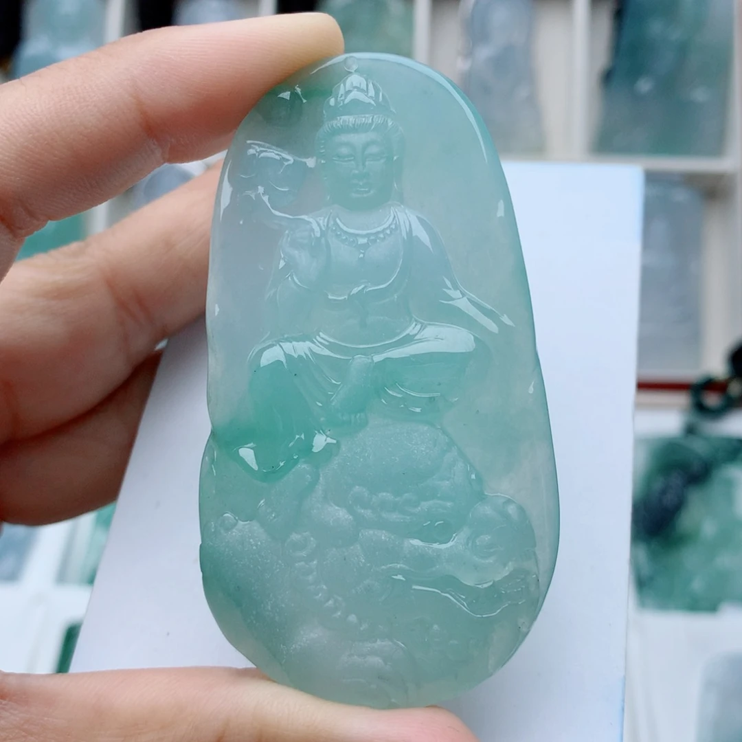 翡翠颈饰未镶嵌文殊菩萨