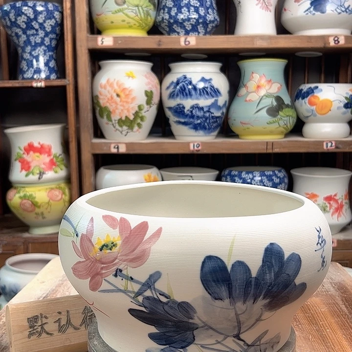 陶口25青花荷花陶瓷