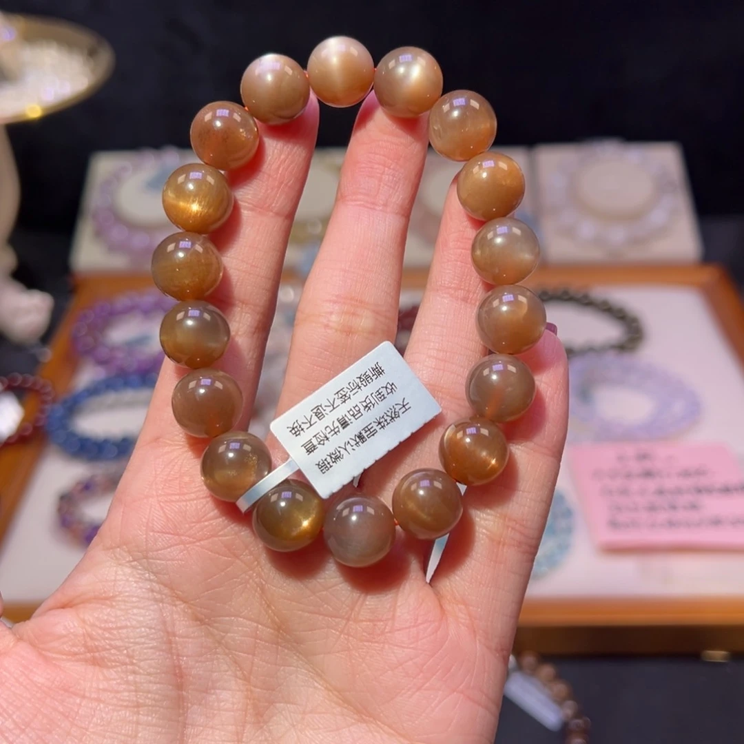 长石手串未镶嵌C11m祖宗级猫眼金骨干