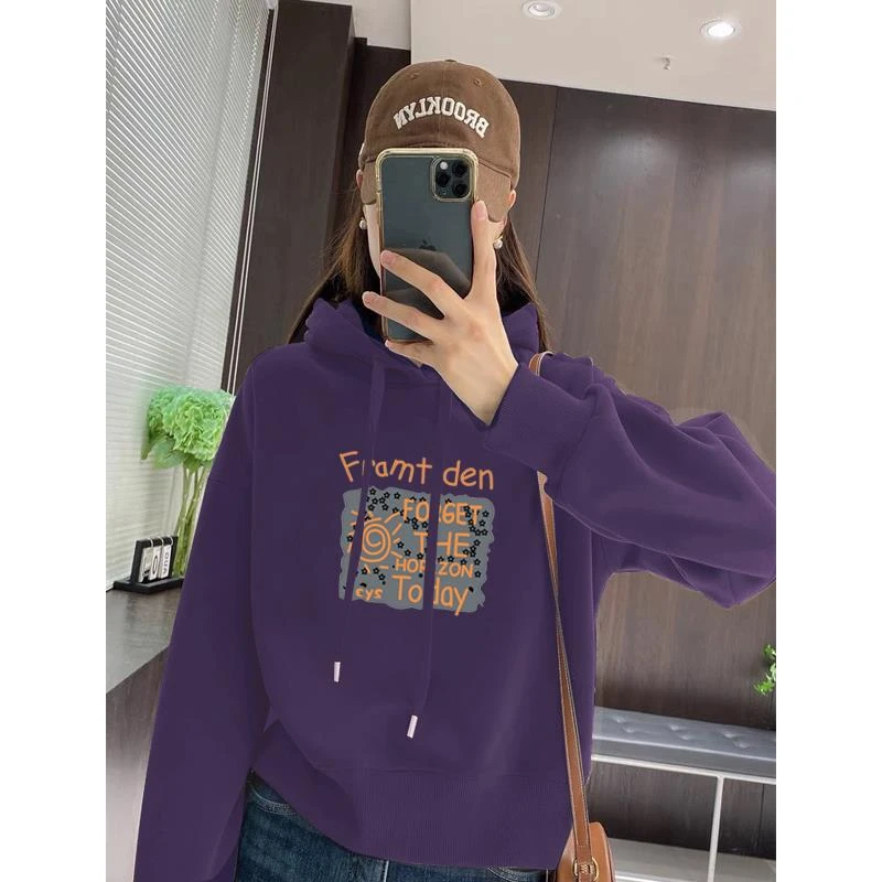 连帽卫衣女套头春秋薄款秋冬加绒韩版新款休闲百搭外套上衣ins潮