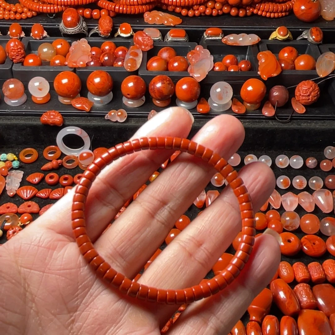 南红玛瑙未镶嵌药片手串5