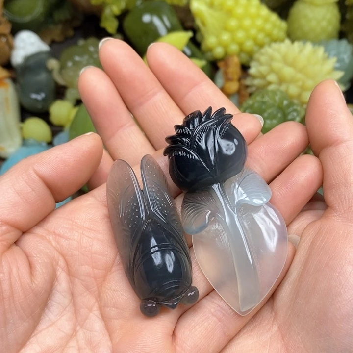 蛇纹石玉手把未镶嵌点*2