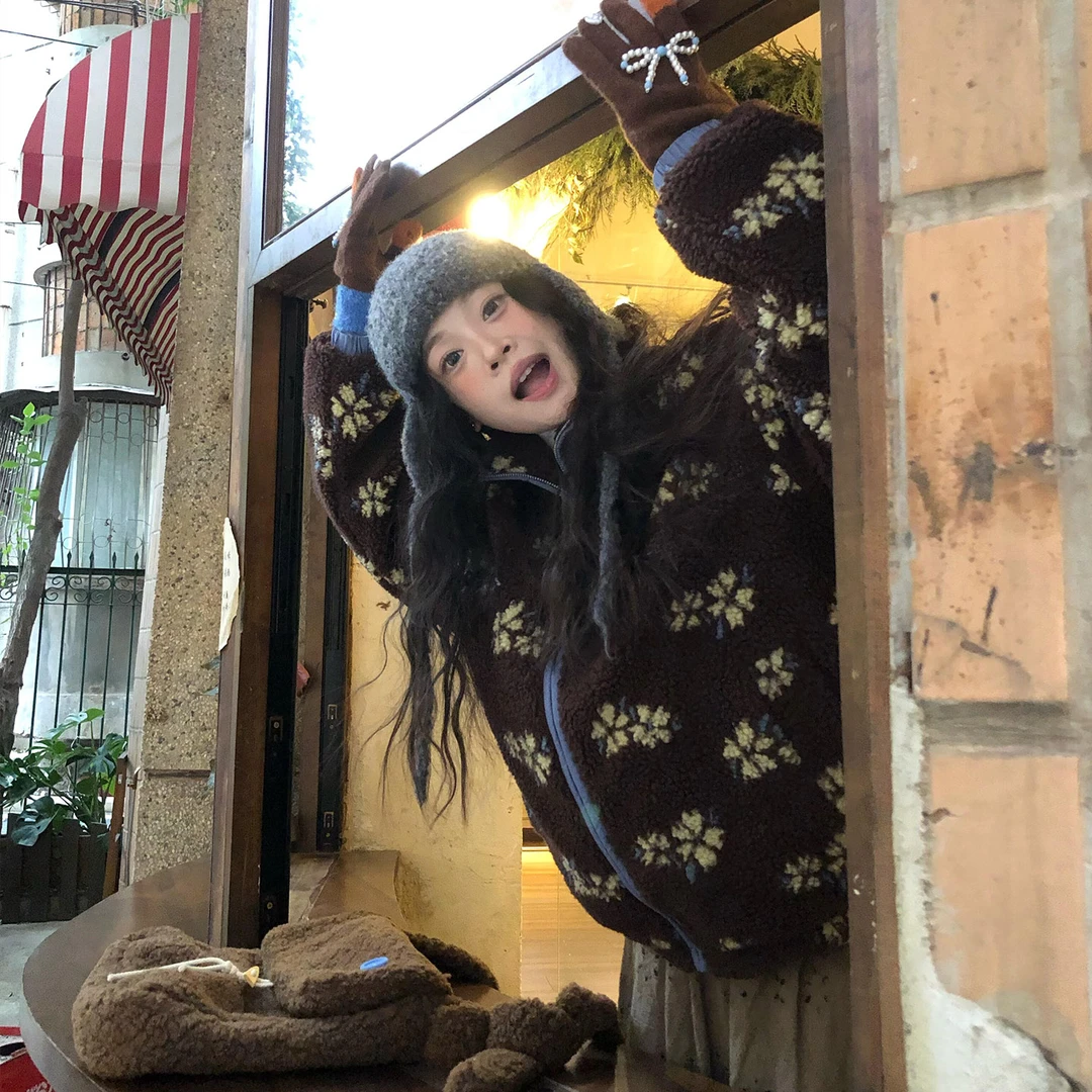 复古仿羊羔毛皮草外套女2025秋冬新款宽松小个子保暖年轻款毛绒