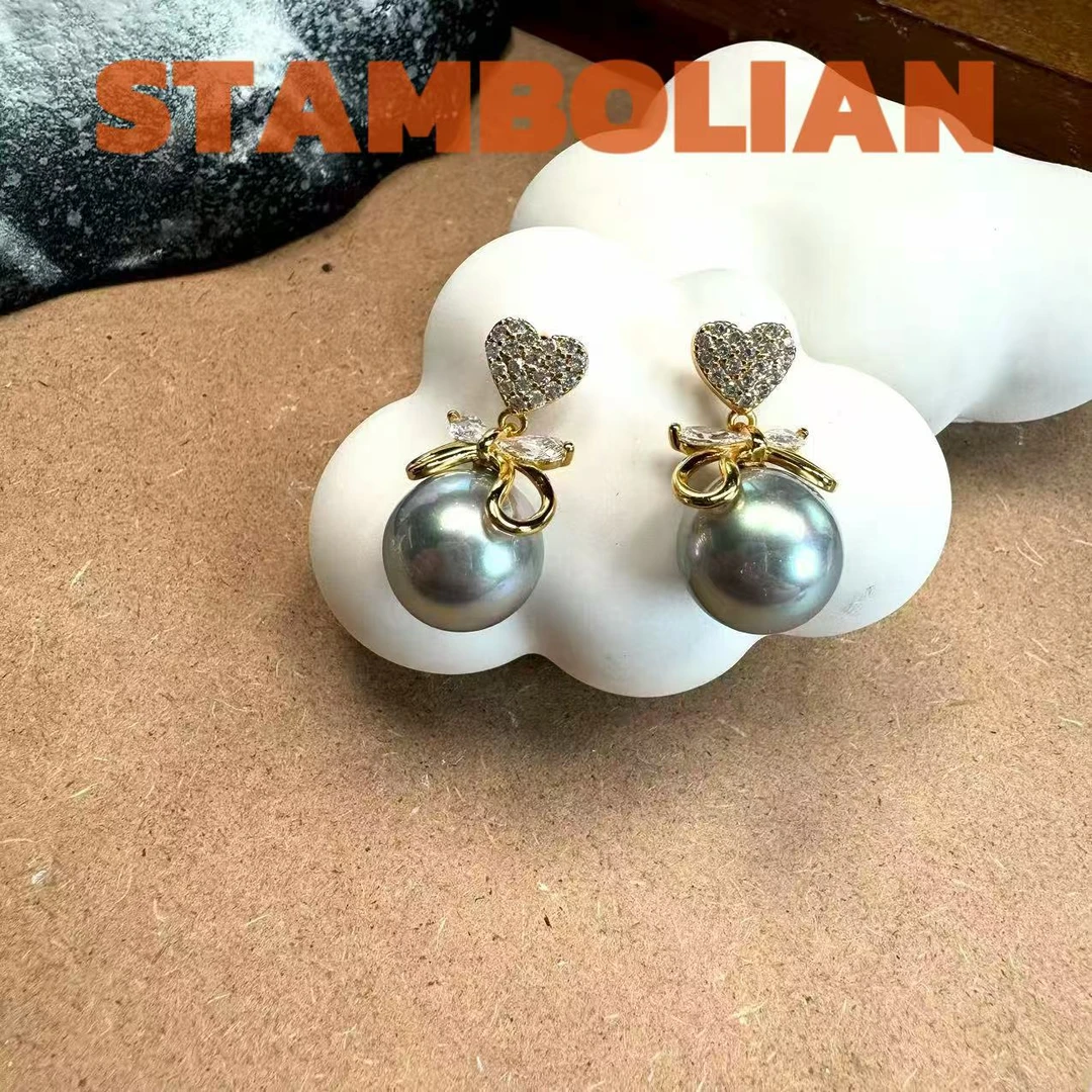 耳饰 正品STAMBOLIAN 钻款维纳斯之心奶奶灰耳坠AE904