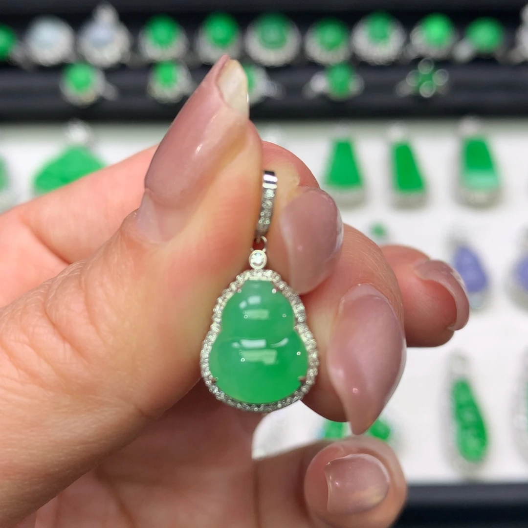 翡翠18K金镶嵌吊坠(不含链)