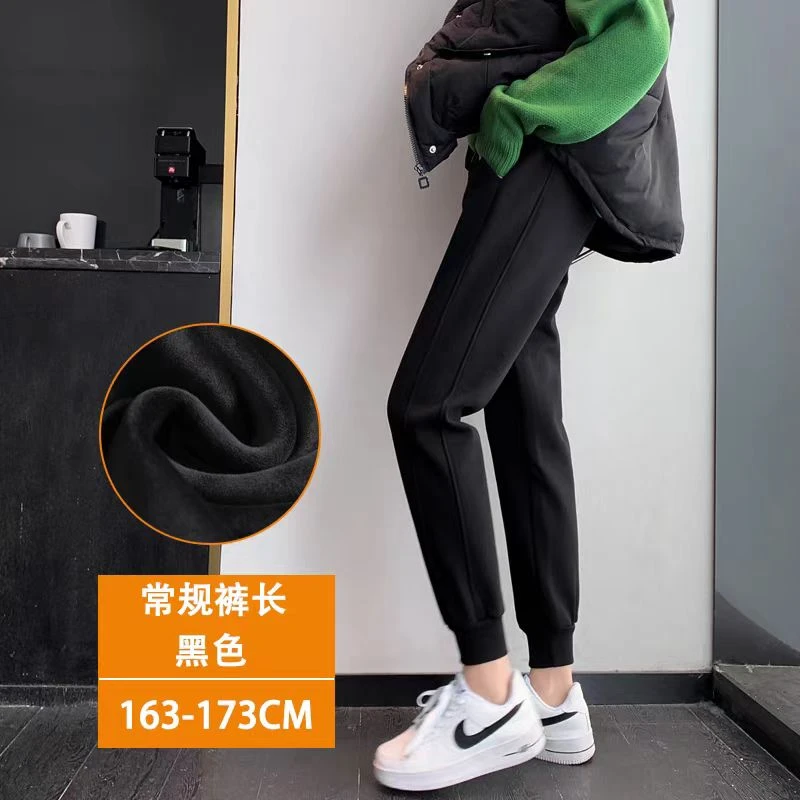 【咪姐专属】时尚热卖竖刀拼接加绒加厚华棉束脚卫裤冬季休闲裤