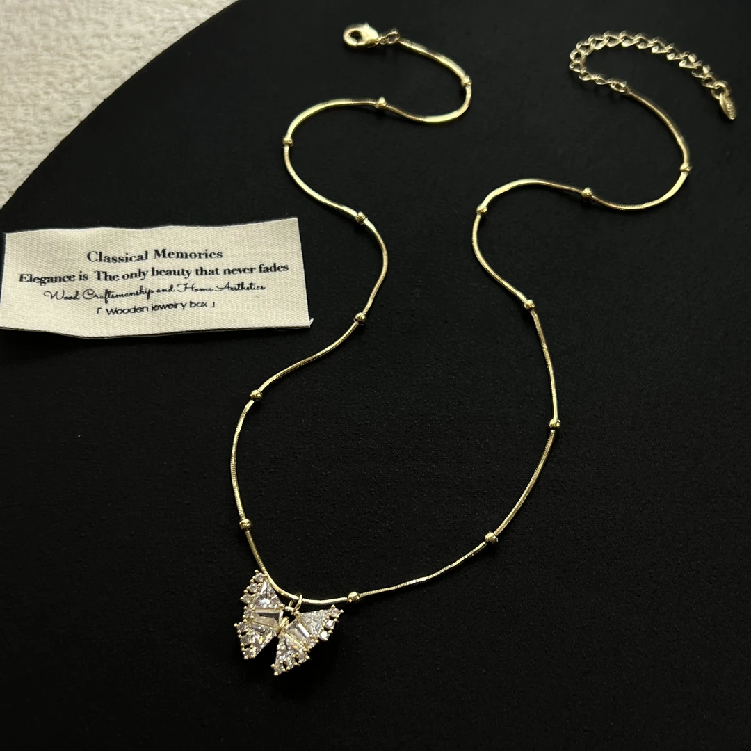 铜合金锆石项链 千金感【岁末梦蝶】蝴蝶项链0147