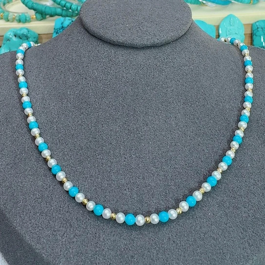 绿松石未镶嵌珠宝奇石暴暴蓝锁骨链3