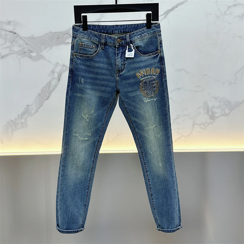 BX欧版.简欧名品高级感男士牛仔裤刺绣百搭图案裤子2025春季新款