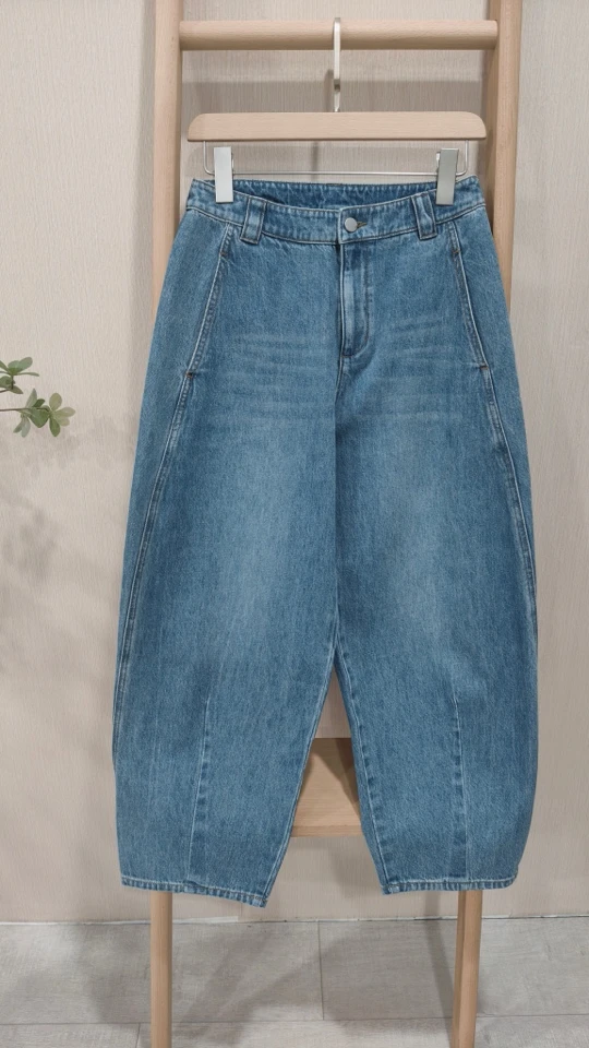 【Hua】01202春秋简约宽松显瘦萝卜裤休闲嘻哈百搭高腰牛仔裤弯刀裤