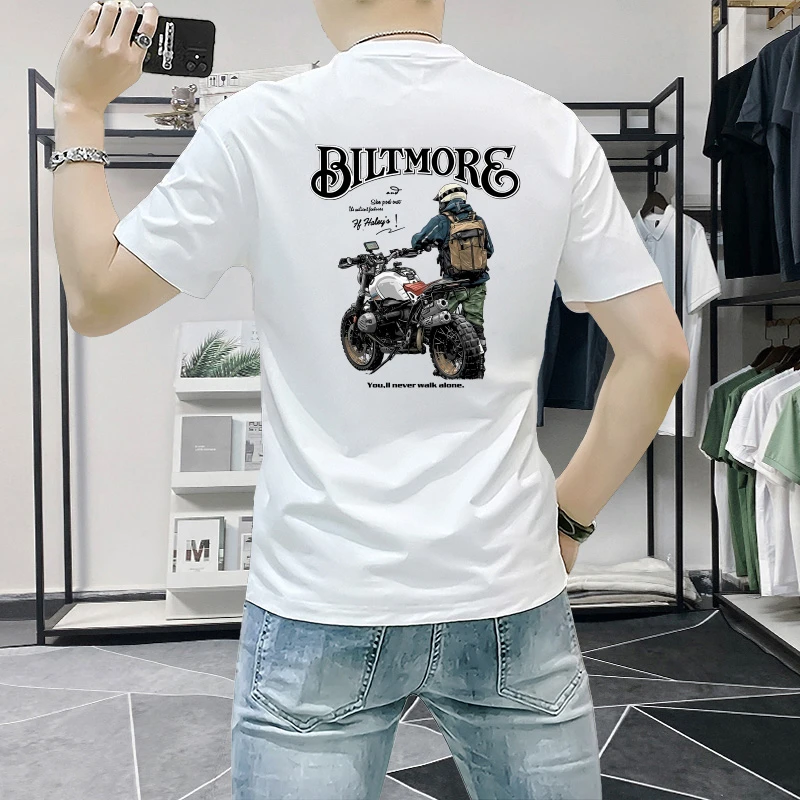 短袖t恤男款爆款2025新款帅气潮牌男装时尚百搭印花修身半袖圆领T