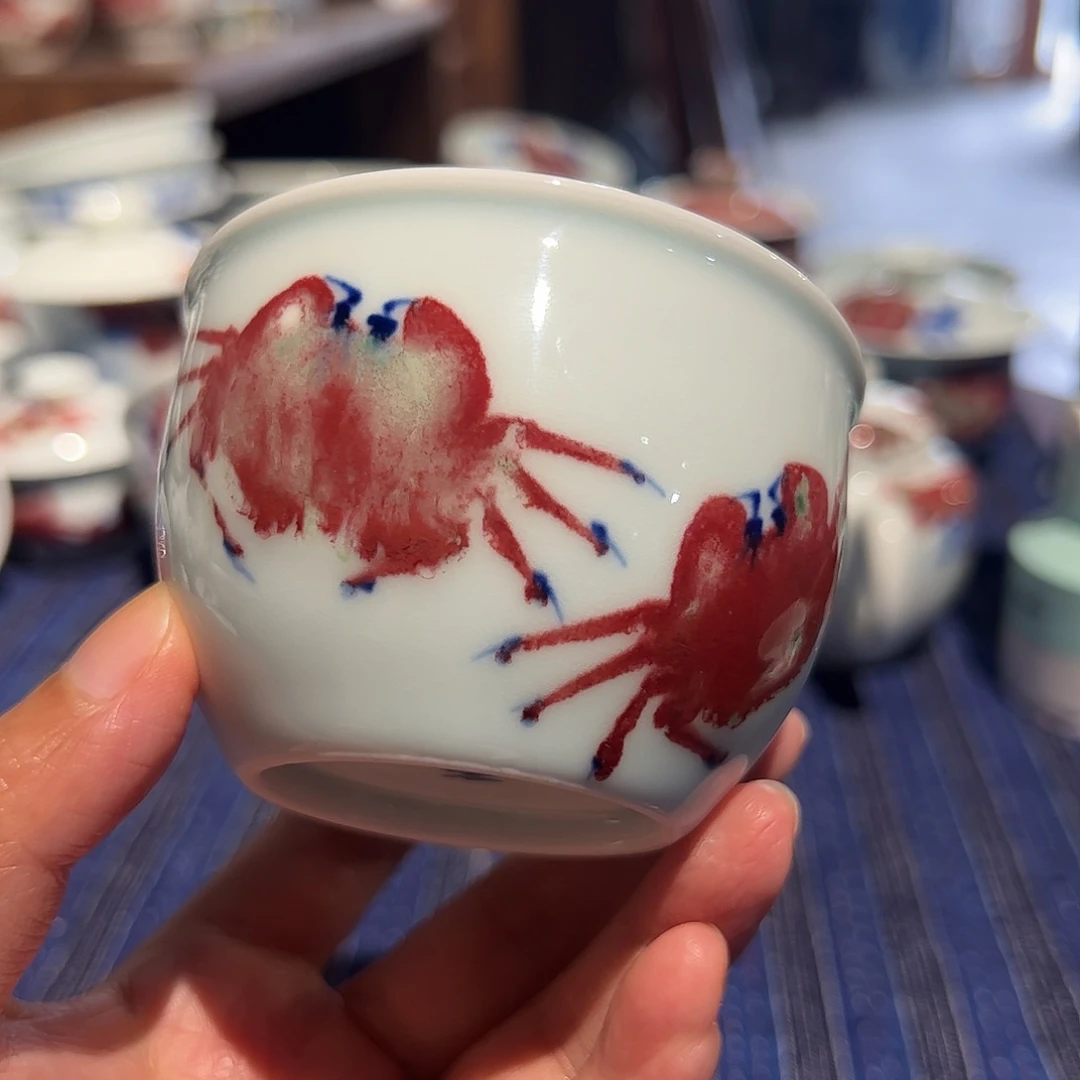 摆件原矿青花釉里红瓷器微瑕