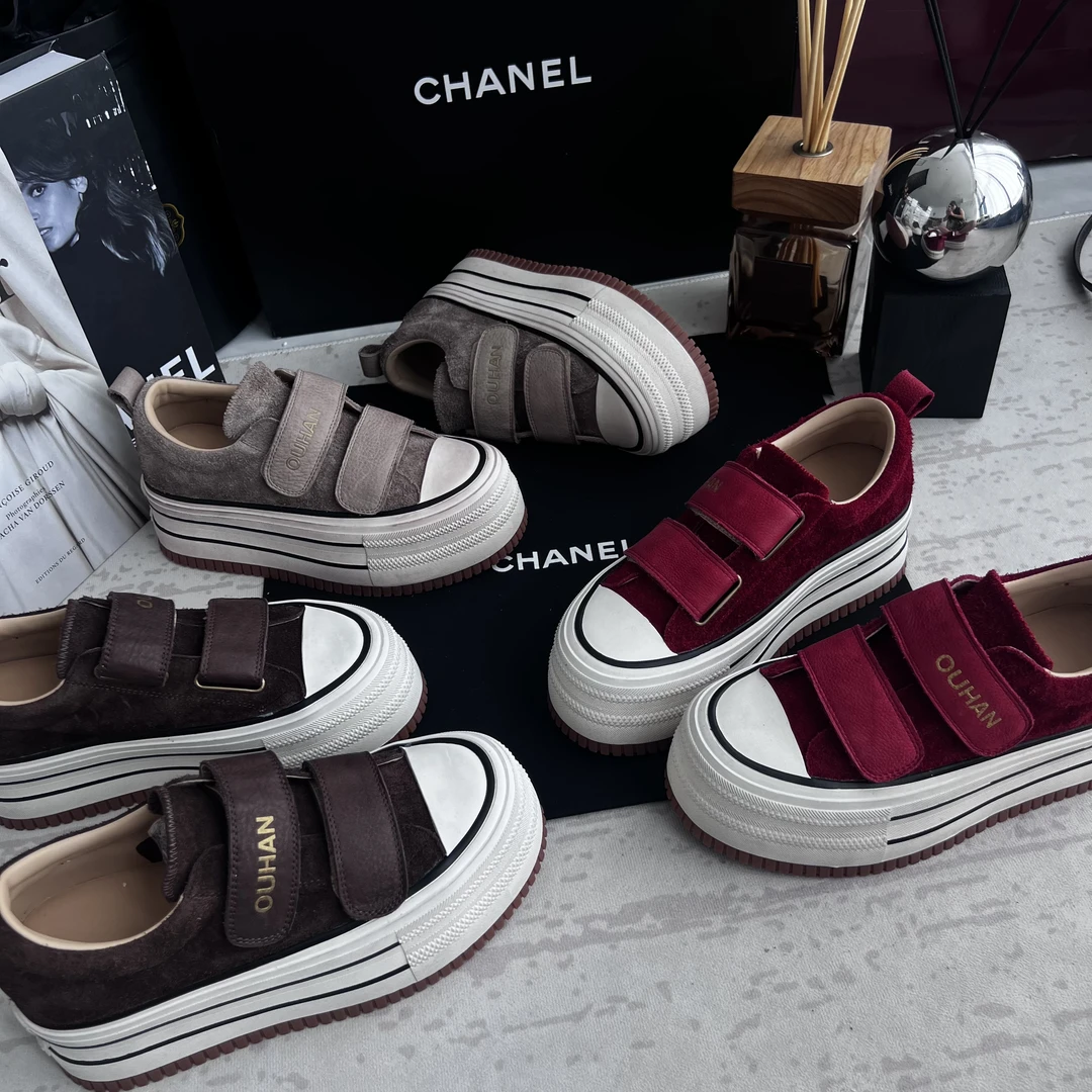 UU元子2025秋季时尚牛皮厚底帆布鞋爆款休闲板鞋ins反绒皮休闲鞋