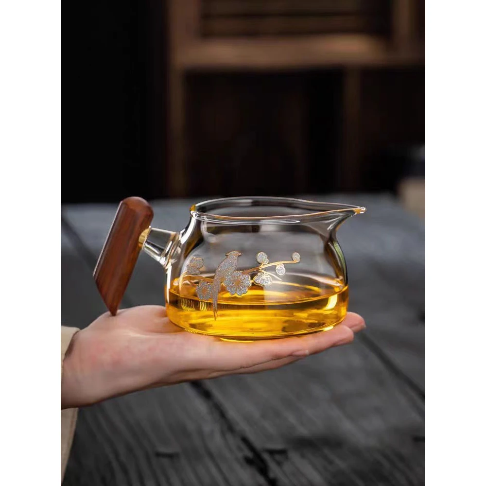 侧把梅花喜上眉梢木把公道杯@F23