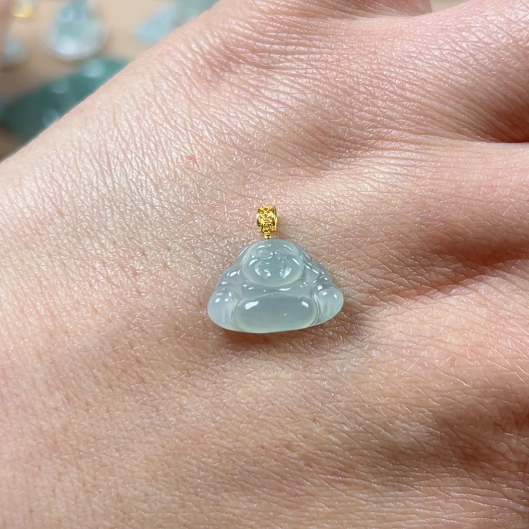 翡翠颈饰18K金镶嵌佛公