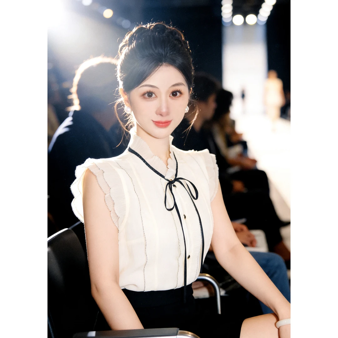 【张小小】【两件套】【有里布】甜美木耳衬衫女夏短袖套装D2676