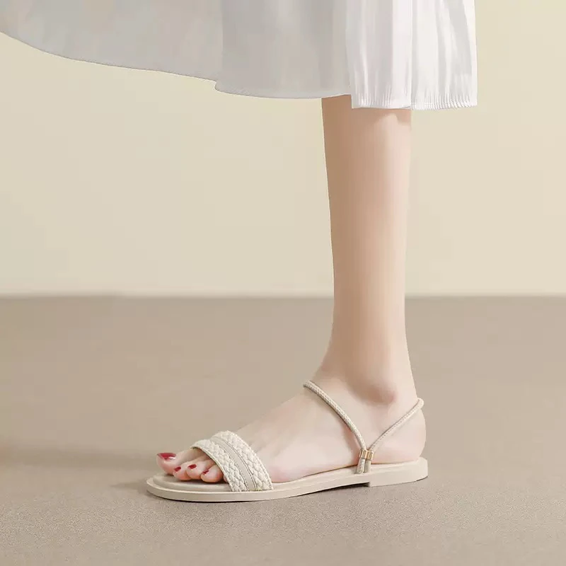 两穿鞋拖女夏外穿一字带软底编织赖人拖网红法式仙女风爆款凉鞋拖