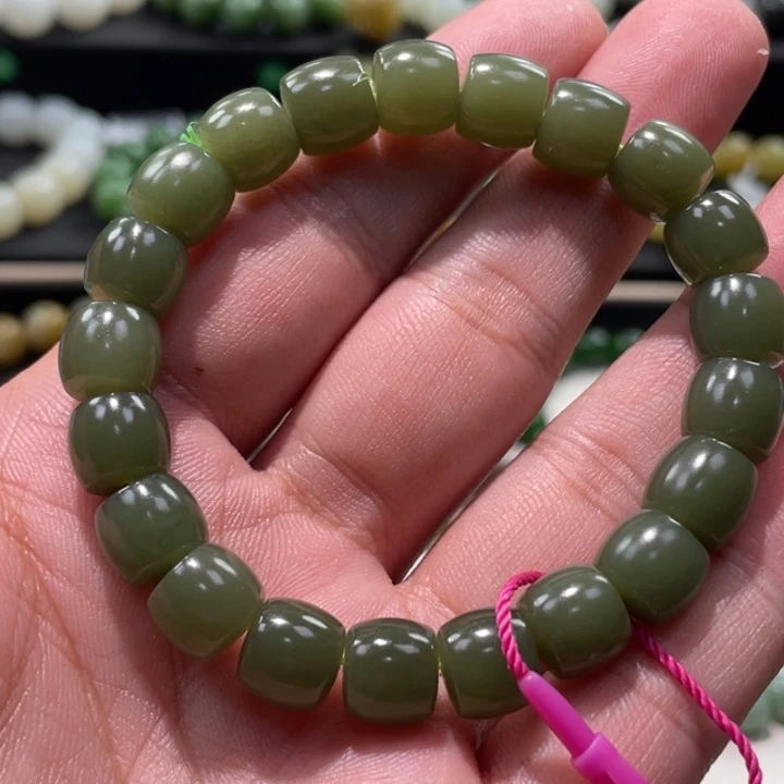 和田玉未镶嵌手链沙枣青卡10