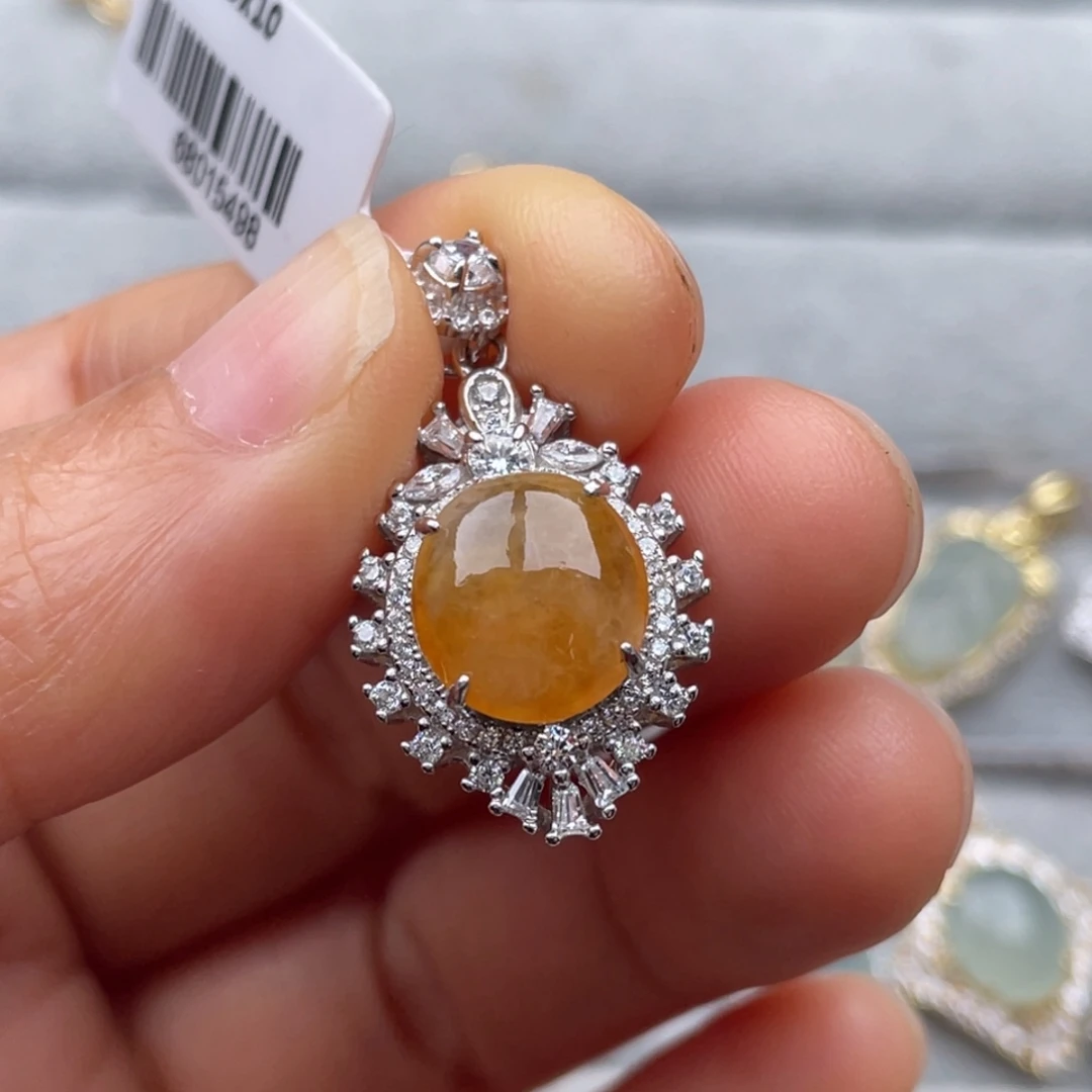 翡翠银S925镶嵌吊坠(不含链)