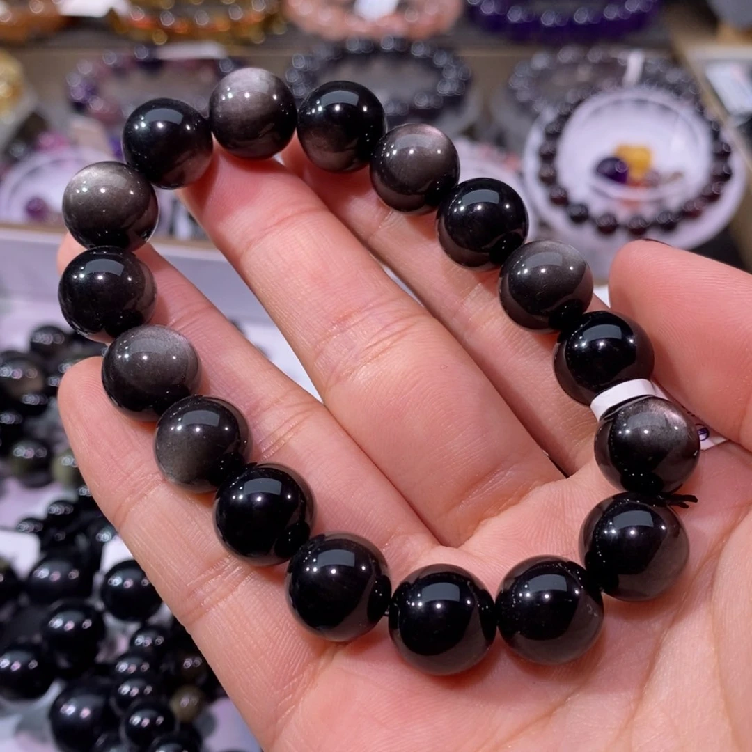 黑曜岩手串未镶嵌朝***`12+