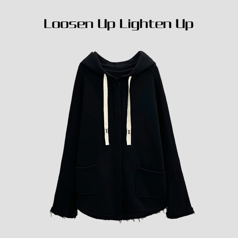 Loosen Up【柏林午夜】复古随性宽松慵懒风手缝扣定制毛边设计外套