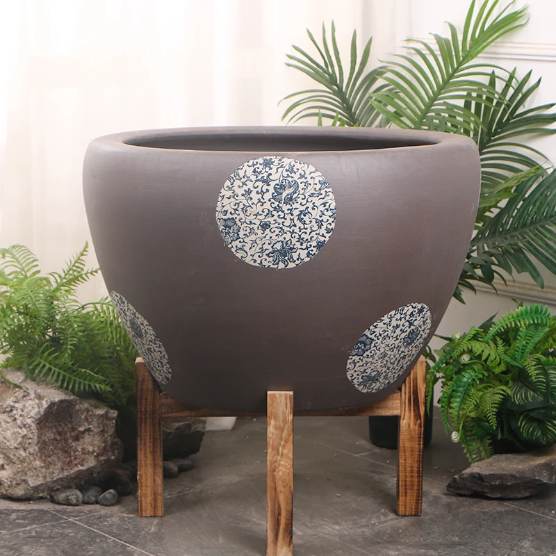 陶瓷大水缸大型鱼缸适用于庭院阳台可养荷花睡莲金鱼乌龟