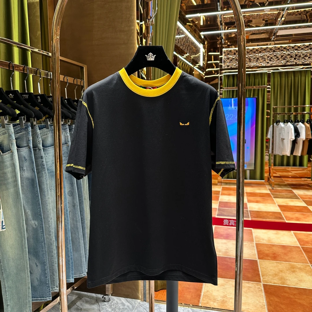 BO-YL 新款刺绣彩边拼接短袖t恤男宽松休闲体恤凉感25057