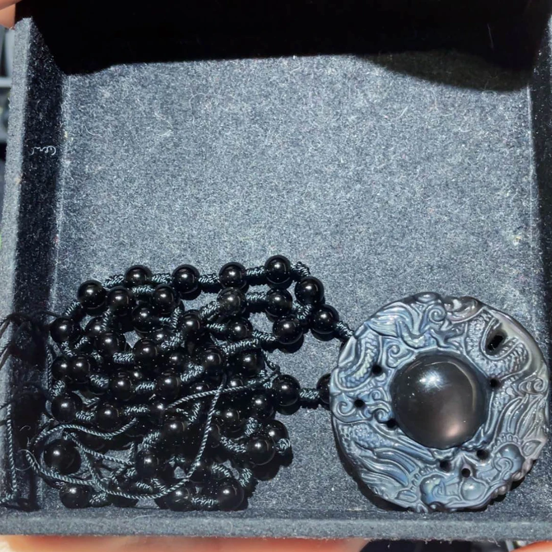 【闪购商品】黑曜岩套链未镶嵌浩*