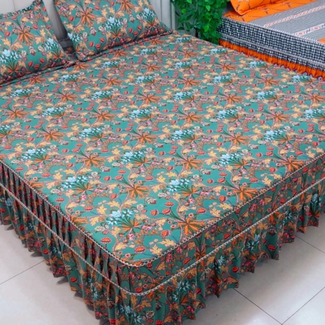 （锦上添花）高档加厚斜纹棉床裙款单床罩