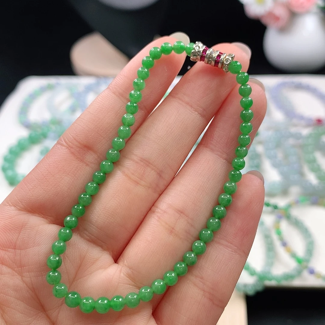 翡翠未镶嵌手链3.5-4mm