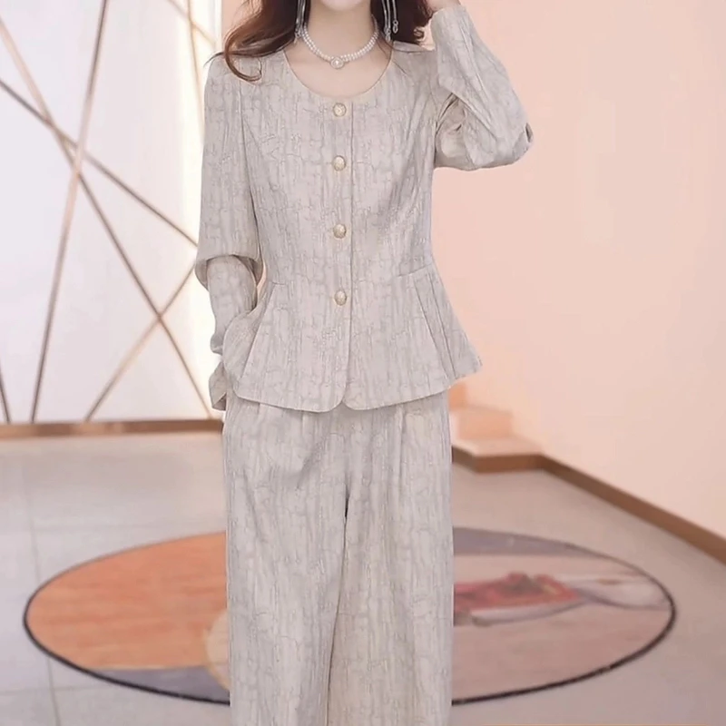 高级西服精纺面料气质高贵贵气俩件套2024秋季新款上衣裤子套装女