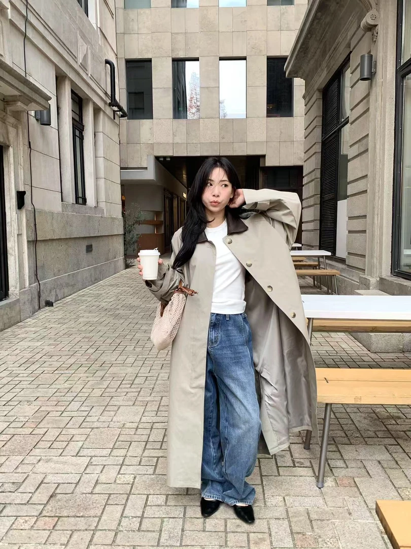 YY家（8663#）气质早秋长款韩版外套（115衣长）