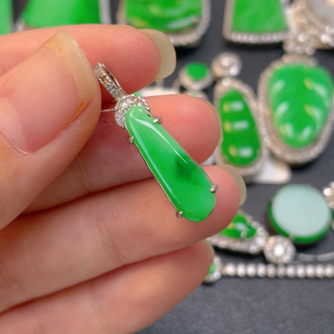 翡翠银S925镶嵌吊坠(不含链)