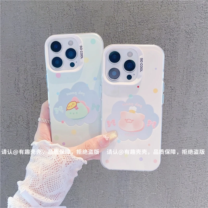 可爱恐龙小猪适用苹果17手机壳新款华为小众vivo高级小米oppo防摔