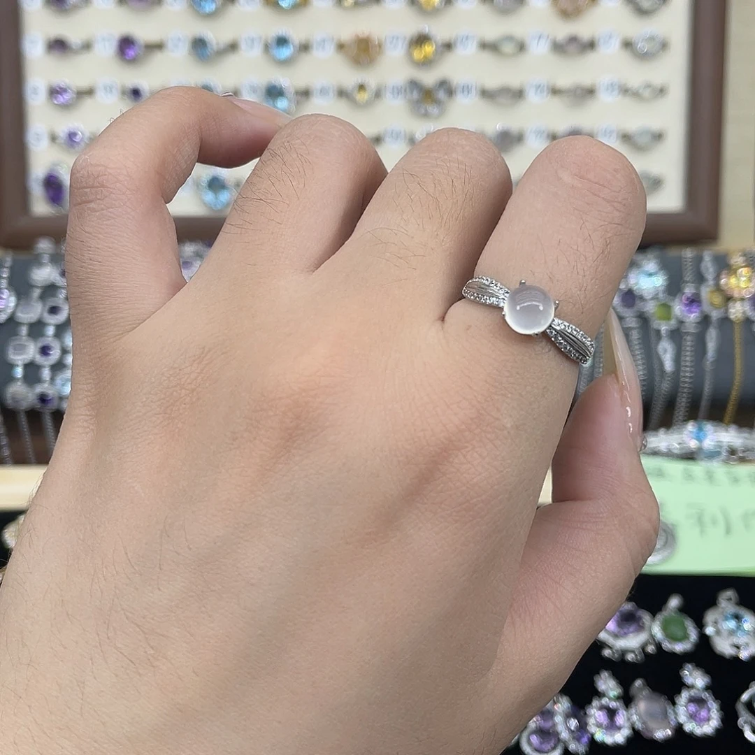 岫玉银S925镶嵌戒指