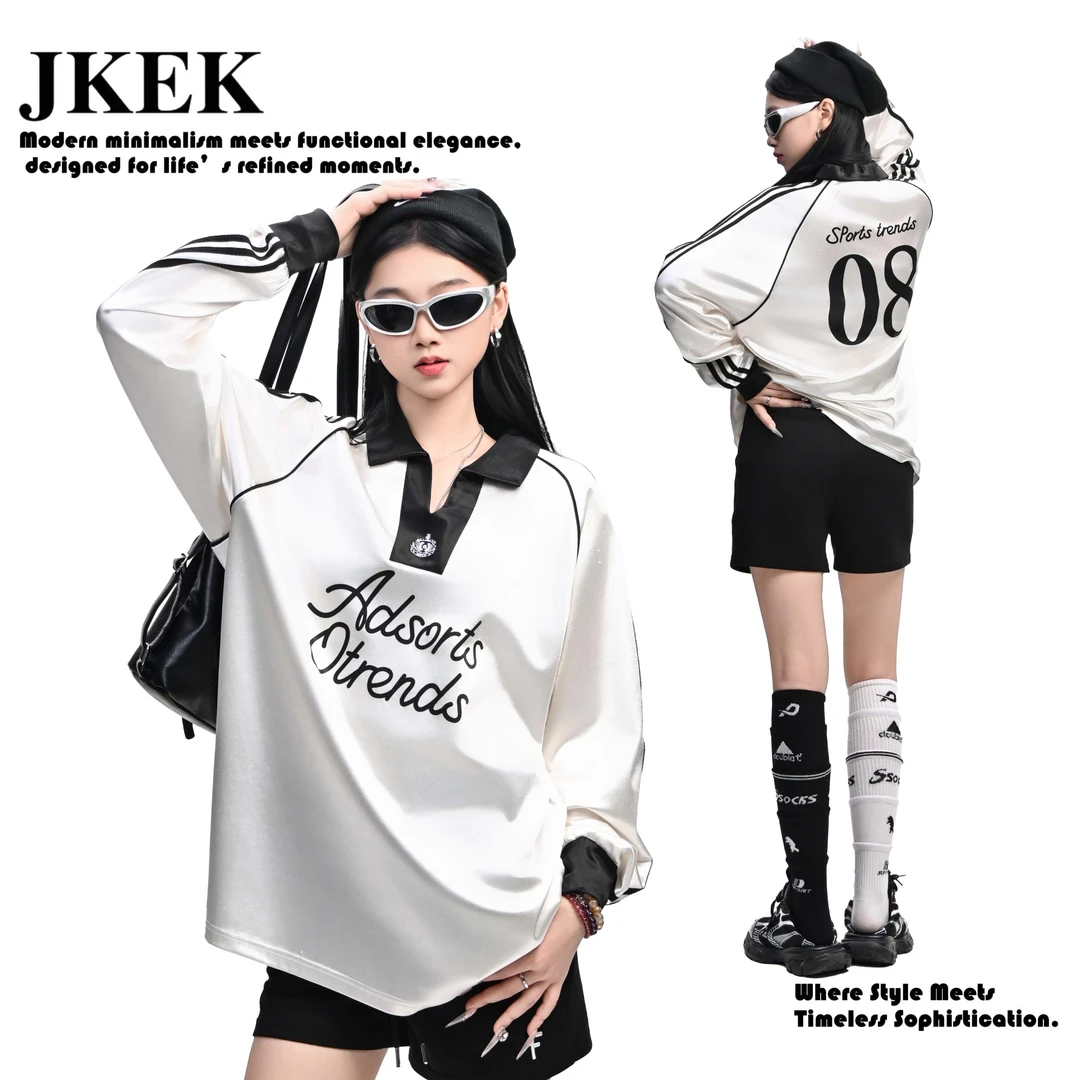 【缎面长袖】千金清冷感贵系美式长袖上衣春夏舒适穿搭洋气气质3506