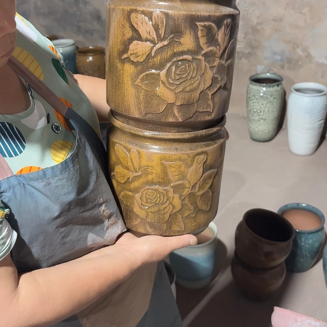紫砂花盆口20高20