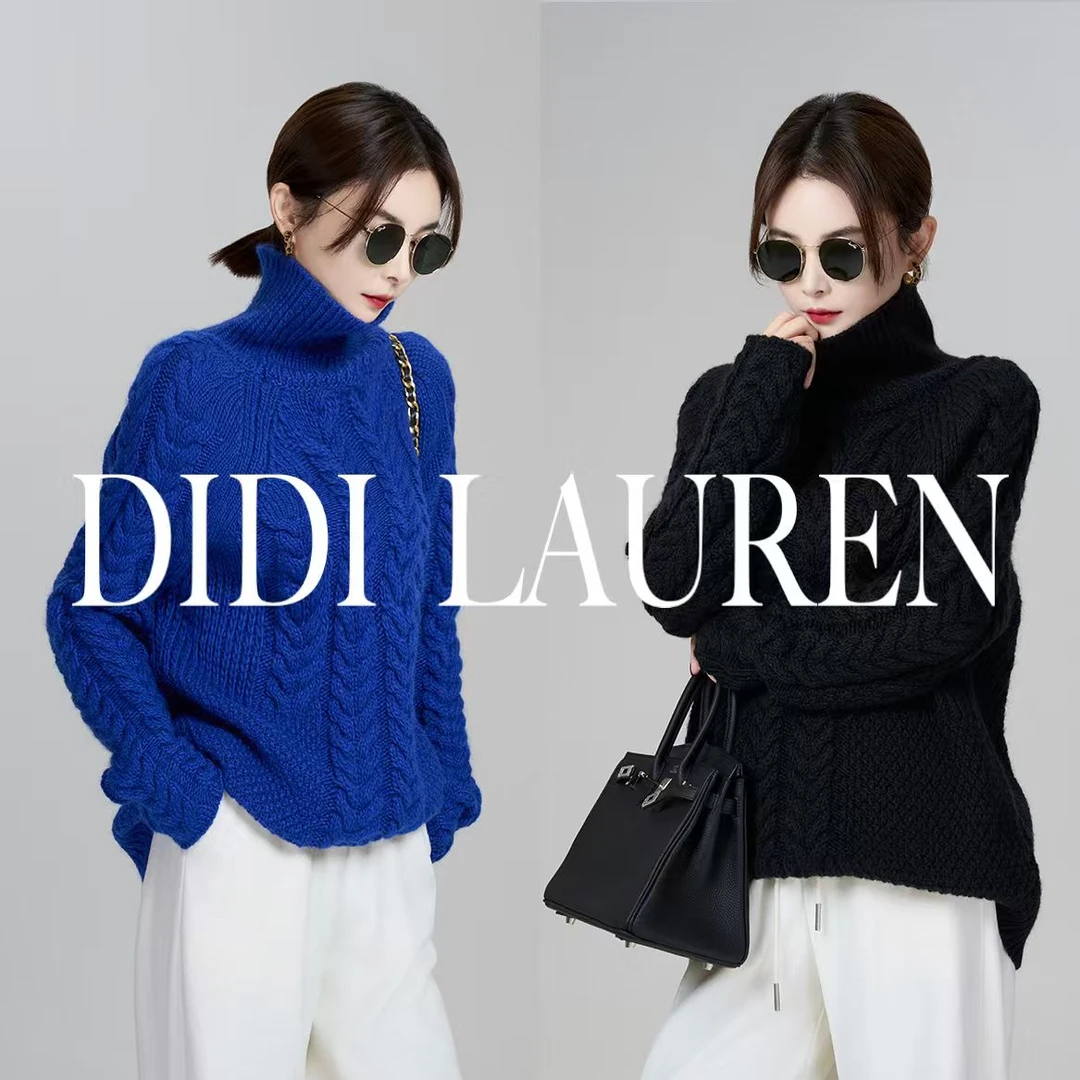 DIDI LAUREN“南法慢调”简约慵懒感宽松复古高领羊毛针织毛衣