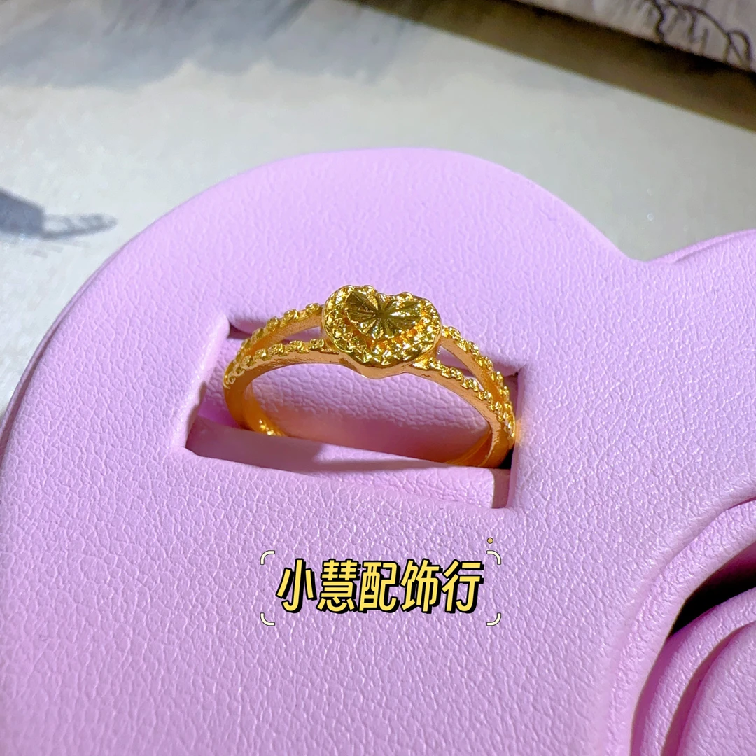 铜合金戒指 【小慧家】新中式爱心双戒壁戒指复古百搭时尚