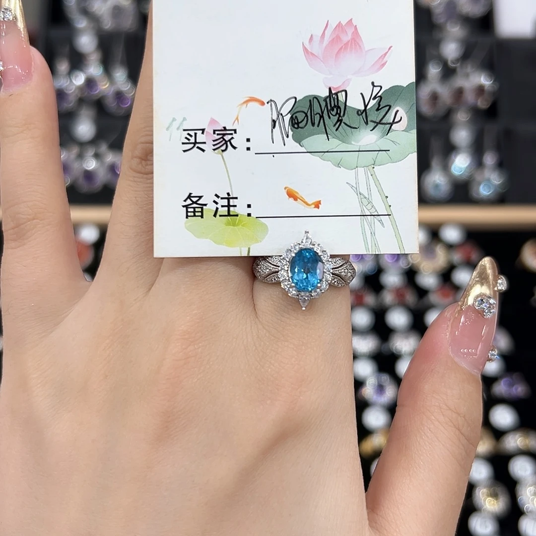 黄晶戒指银S925镶嵌戒指
