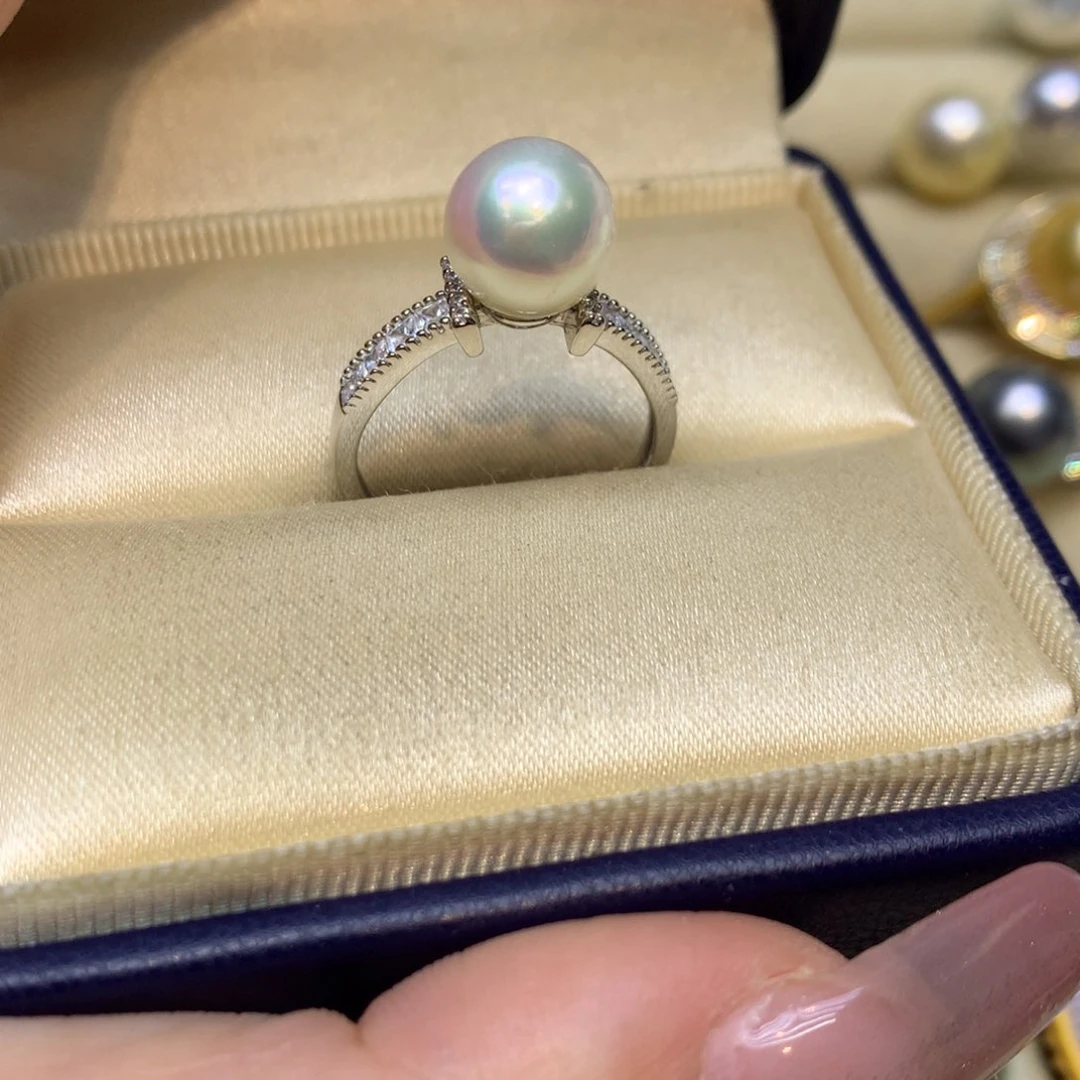 银S925镶嵌戒指海水珍珠