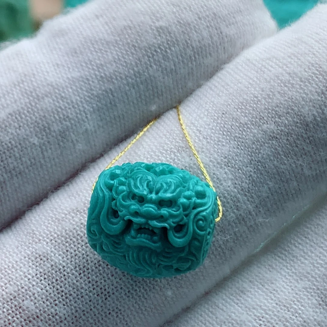 绿松石未镶嵌龙桶珠