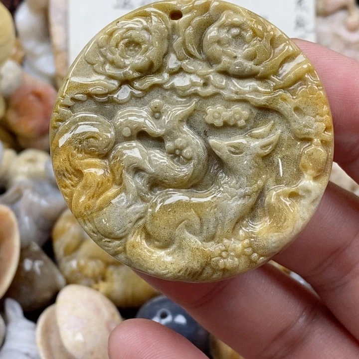 颈饰未镶嵌硅化珊瑚（珊瑚玉）