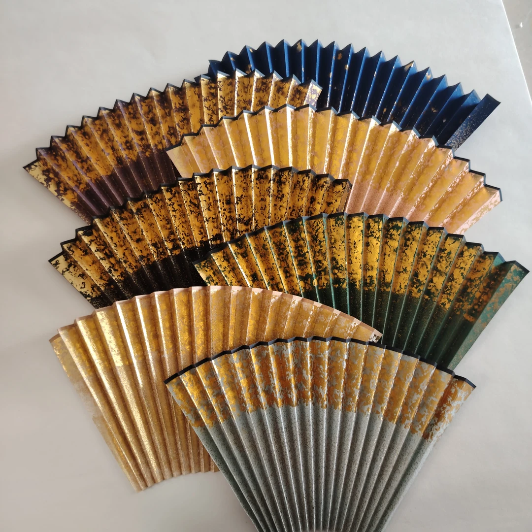 9.5寸爆炸洒金满金宣纸扇面文玩折扇真金箔扇面单面洒金