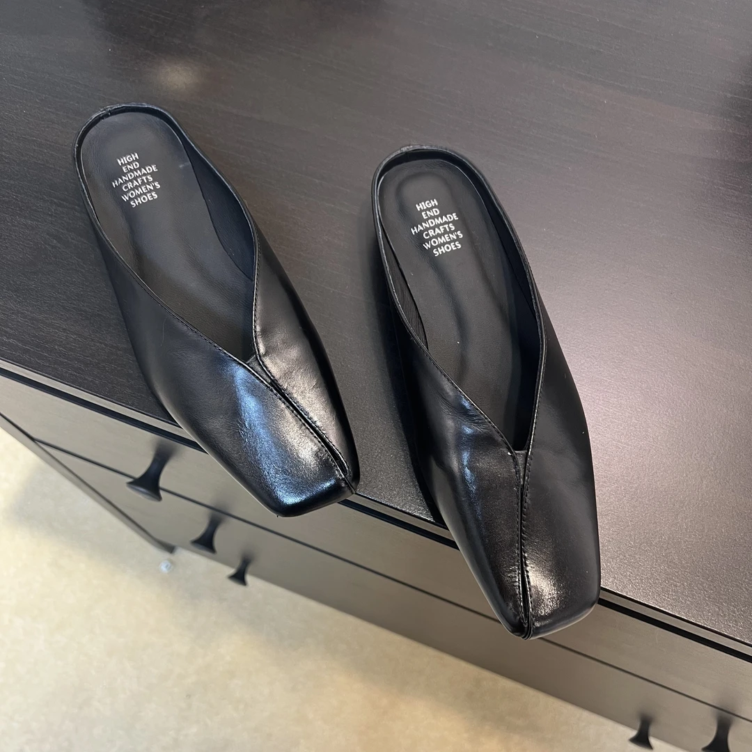 欧洲站25新款牛皮高货潮牌时尚大头拖鞋穆勒包头拖鞋懒人鞋9276