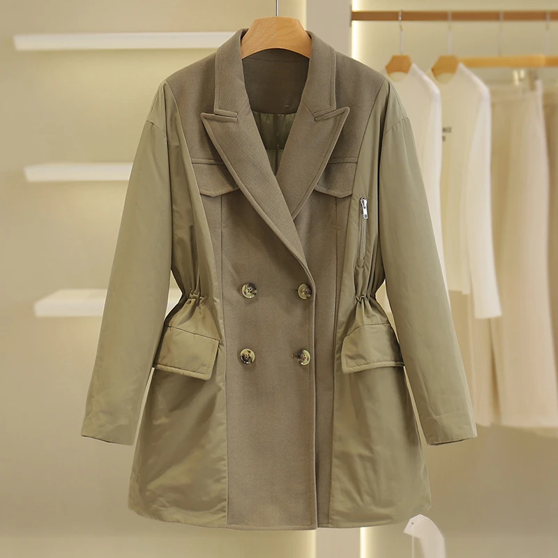 【伍莎-自营】拼接收腰假两件羽绒服#YZH48H040