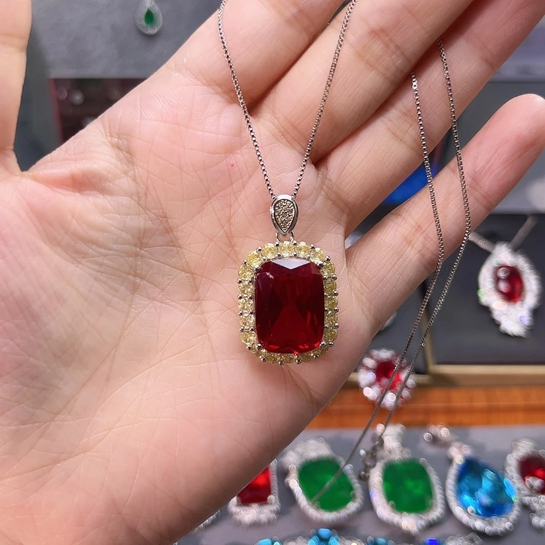 银S925镶嵌颈饰红宝石t 38