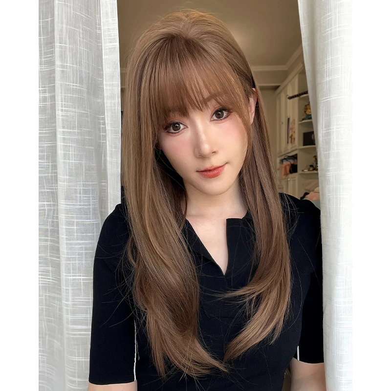 甜野专属【古早哭包】升级大头皮齐刘海锁骨发仿真人发直发假发套